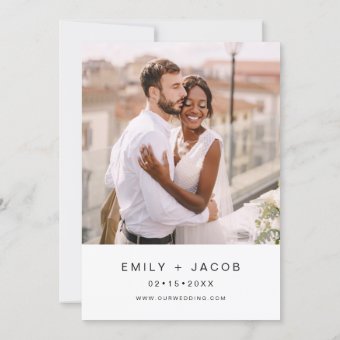 The Wedding of Photo Minimalist White Wedding Invitation | Zazzle