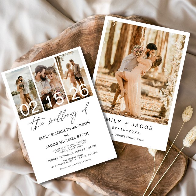 The Wedding of Photo Minimalist White Wedding Invitation (Creator Uploaded)