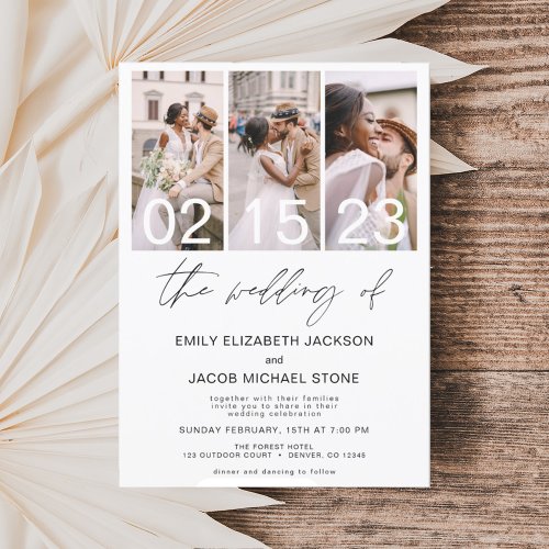The Wedding of Photo Minimalist White Wedding Invitation