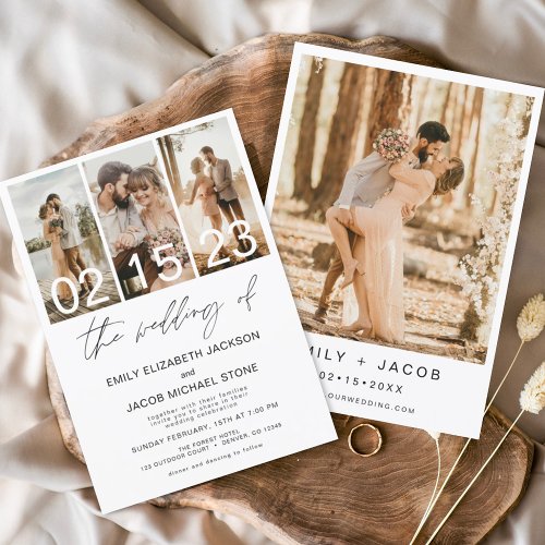 The Wedding of Photo Minimalist White Wedding Invitation