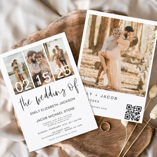 The Wedding of Photo QR code Minimalist Elegant Invitation
