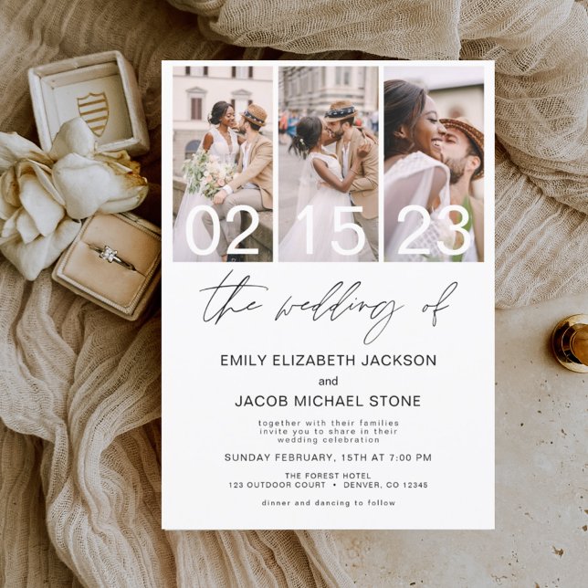 The Wedding of Photo Simple Minimalist White Invitation (Creator Uploaded)