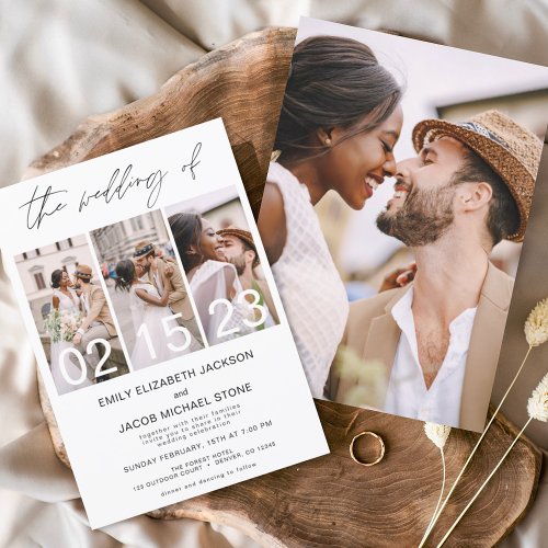 The Wedding of Photo Simple Minimalist White Invitation