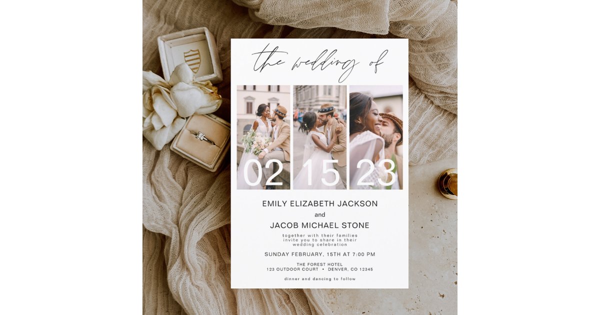 The Wedding of Photo Simple Minimalist White Invitation | Zazzle