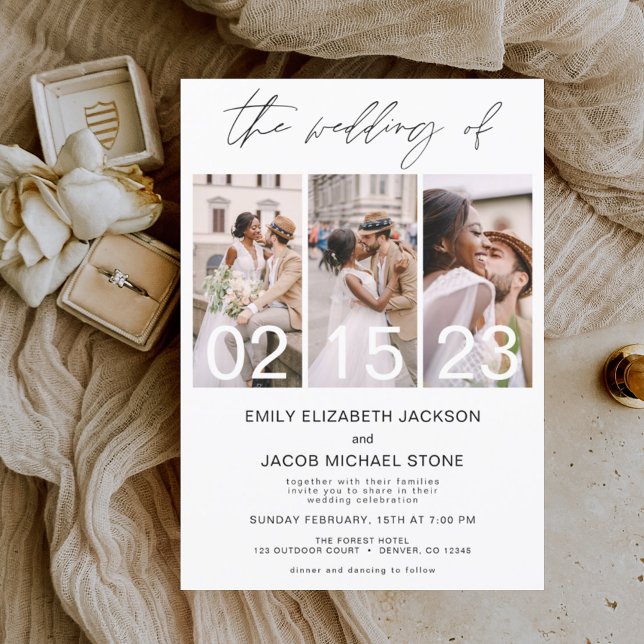 The Wedding of Photo Simple Minimalist White Invitation (Creator Uploaded)