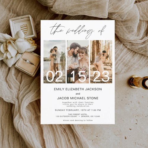 The Wedding of Photo Simple Minimalist White Invitation