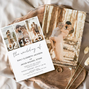 The Wedding of Photo Simple Minimalist White Invitation