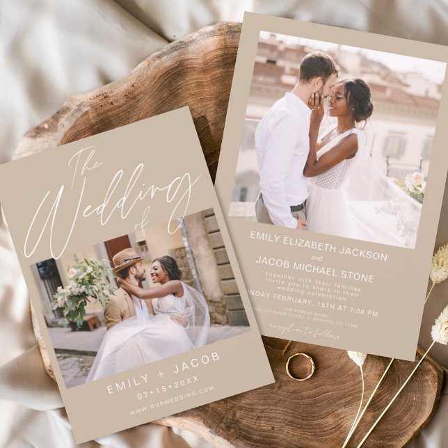 The Wedding of Two Photo Minimalist Terracotta Invitation (Creator Uploaded)