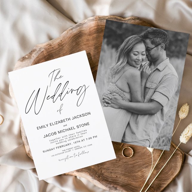 The Wedding of White Black Photo Elegant Invitation (Creator Uploaded)