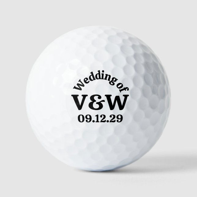 THE WEDDING OF Your Monogram Initials And Date Golf Balls (Front)