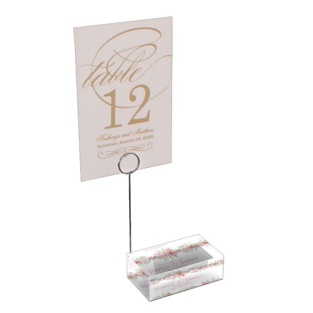The Wedding Planner, Elegant Floral Sophisticated  Place Card Holder (Corner)