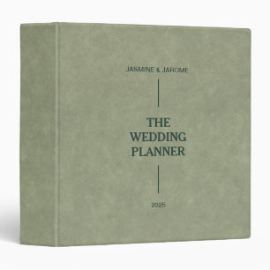 The Wedding Planner Green Leather Custom Name 3 Ring Binder