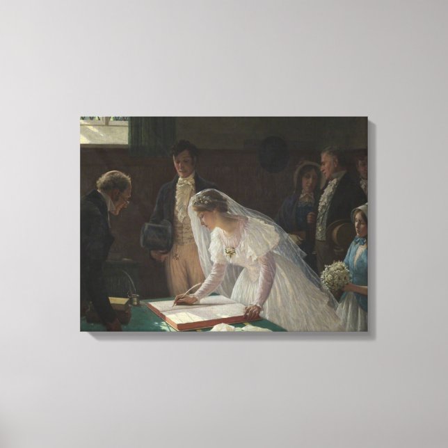 The Wedding Register (by Edmund Blair Leighton) Canvas Print (Front)