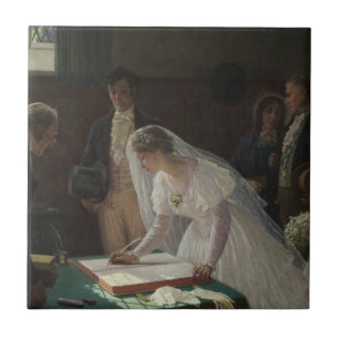 The Wedding Register (by Edmund Blair Leighton) Ceramic Tile