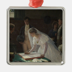 The Wedding Register (by Edmund Blair Leighton) Metal Ornament