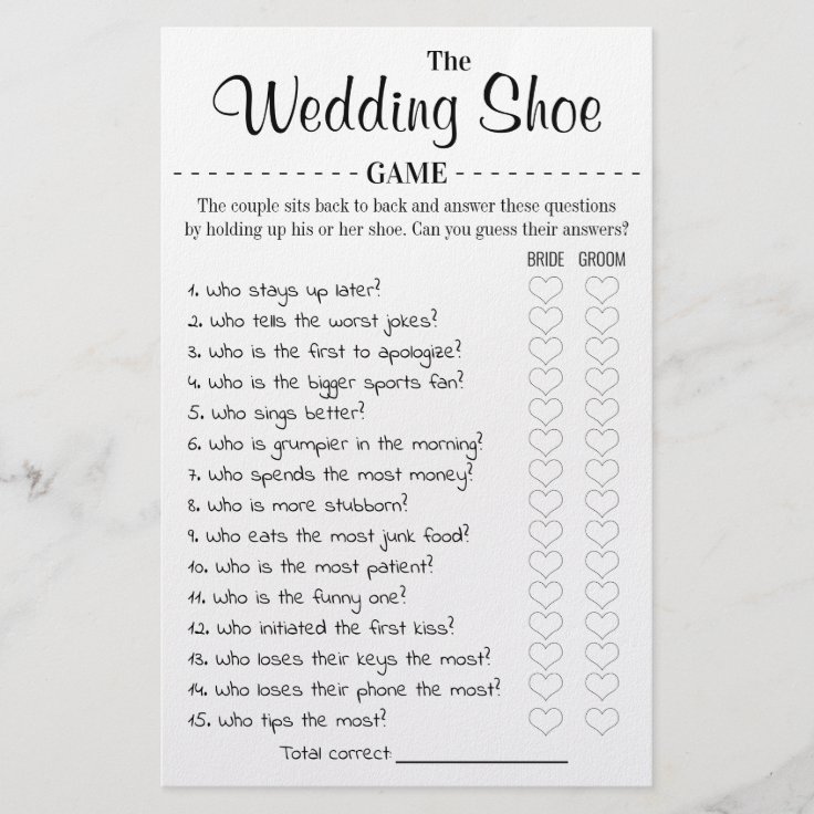 The Wedding Shoe Game Card Flyer | Zazzle