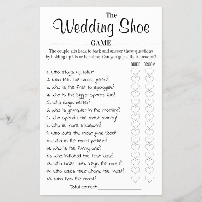 The Wedding Shoe Game Card Flyer (Front)