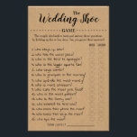 The Wedding Shoe Game Card Flyer<br><div class="desc">How to play the wedding shoe game: The couple sits back to back and answers the questions by holding up his or her shoe. Have your guests guess their answers before the couple answers them. The guest with the most correct answers wins! You can also personalize the questions by typing...</div>