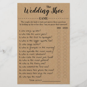 The Wedding Shoe Game Card Flyer