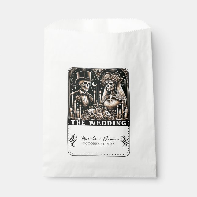 THE WEDDING Tarot Skeletons Bride & Groom Favor Bag (Front)