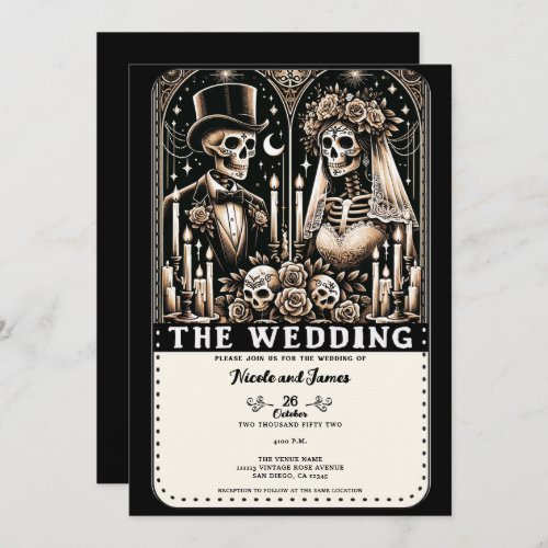 THE WEDDING Tarot Skeletons Bride  Groom  Invitation