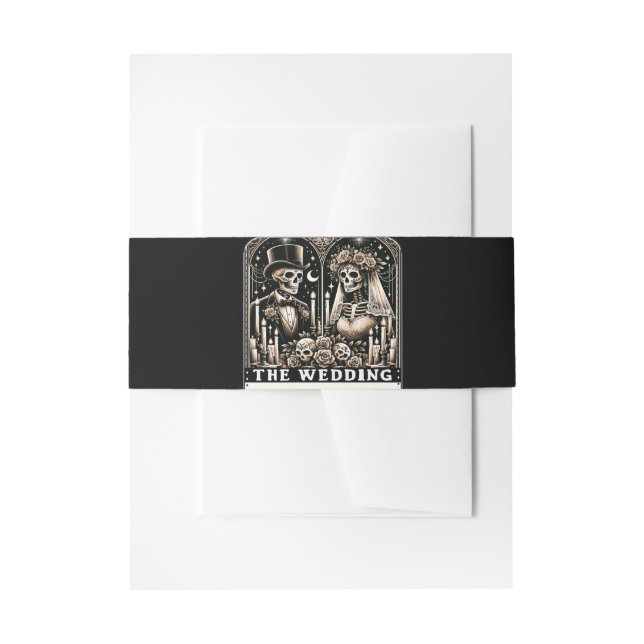 THE WEDDING Tarot Skeletons Bride & Groom Invitation Belly Band (Front Example)