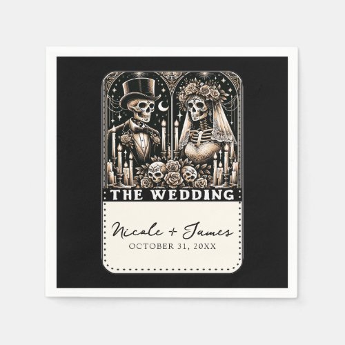 THE WEDDING Tarot Skeletons Bride  Groom Napkins