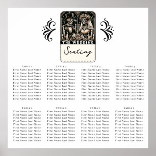 THE WEDDING Tarot Skeletons Bride & Groom Seating Poster