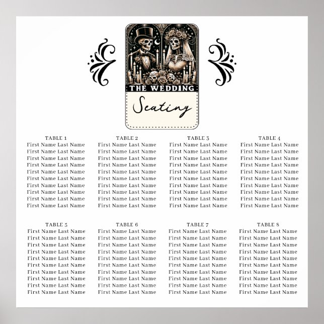 THE WEDDING Tarot Skeletons Bride & Groom Seating  Poster (Front)