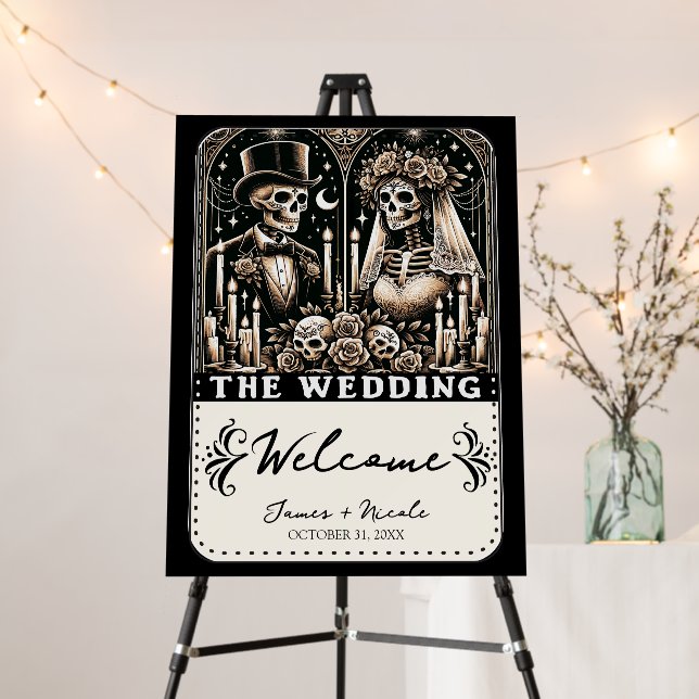 THE WEDDING Tarot Skeletons Bride & Groom Welcome  Foam Board (In Situ (Stand))