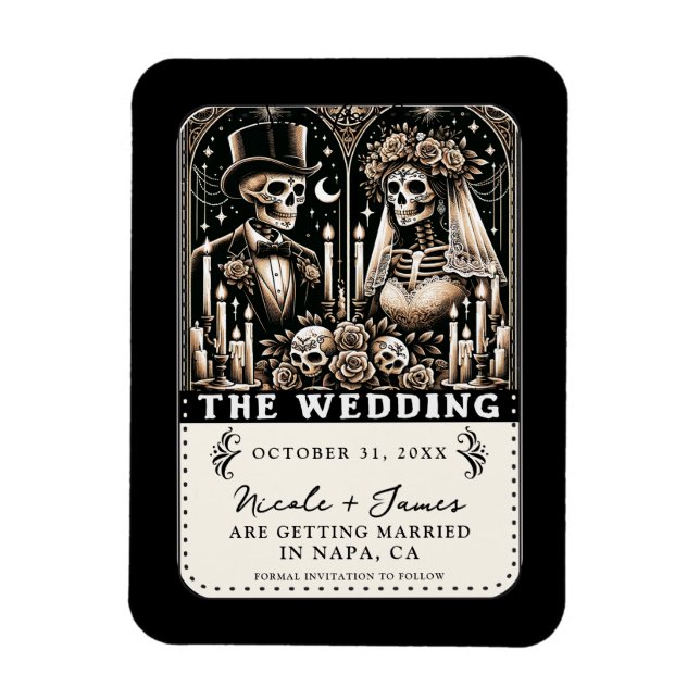 THE WEDDING Tarot Skeletons Save the Date  Magnet (Vertical)