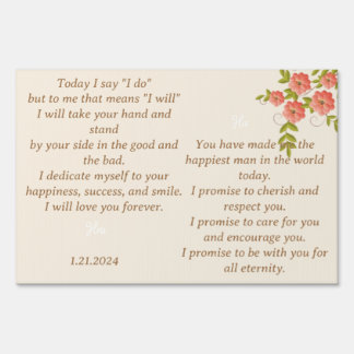 THE WEDDING VOW DISPLAY IN BOHO STYLE SIGN