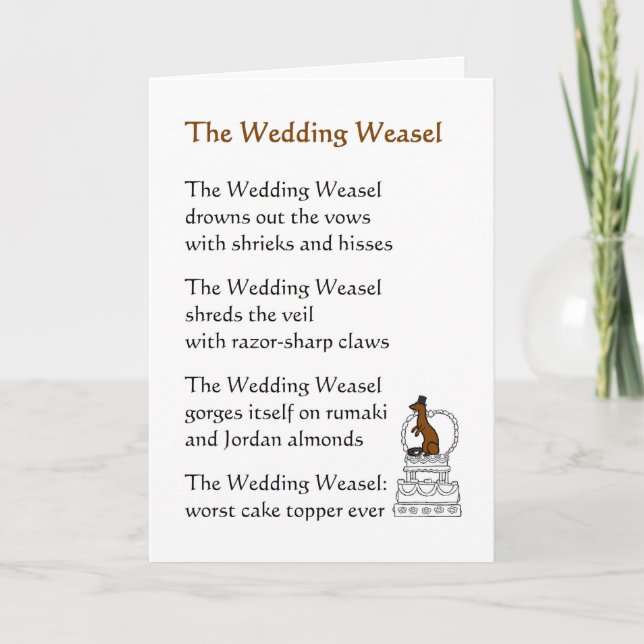 The Wedding Weasel - a funny wedding poem Card (Front)