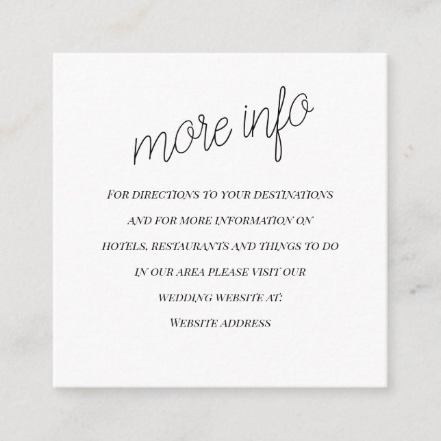 “the Wedding” Wedding Information Enclosure Card (Front)