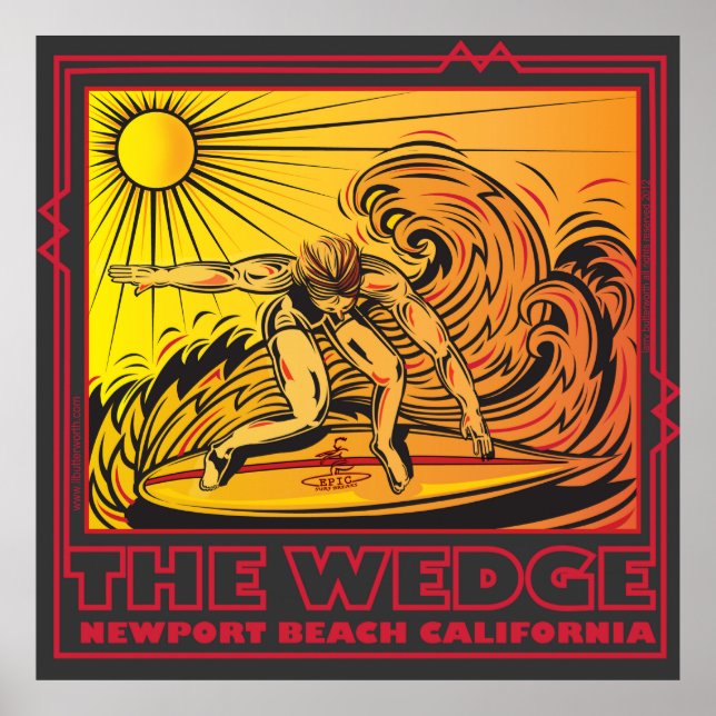 THE WEDGE NEWPORT BEACH CALIFORNIA SURFING POSTER (Front)