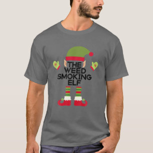 The Weed Smoking Elf Funny Edibles Christmas Party T-Shirt