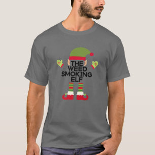 The Weed Smoking Elf Funny Edibles Christmas Party T-Shirt