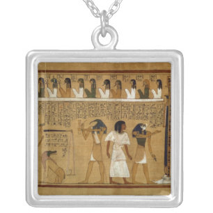 The Weighing of the Heart against Maat's Feather Silver Plated Necklace