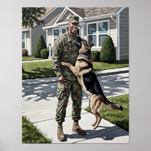 The Welcome Home- Soldier and His Dog Poster