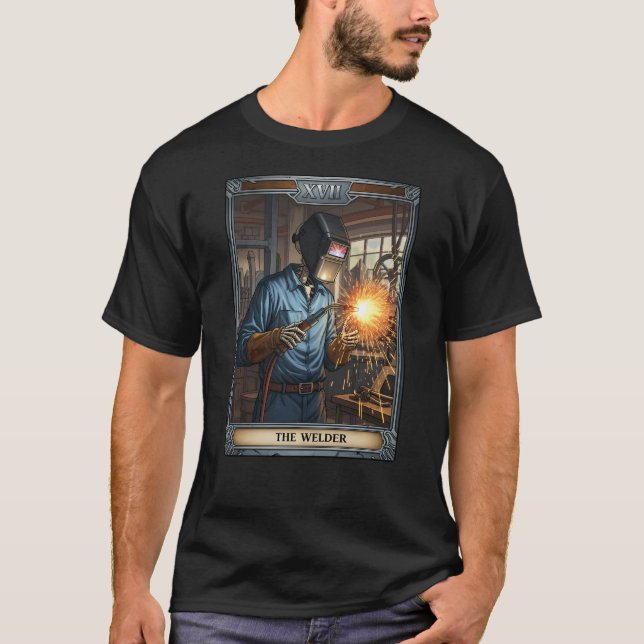 The Welder Skeleton Tarot Card T-Shirt (Front)
