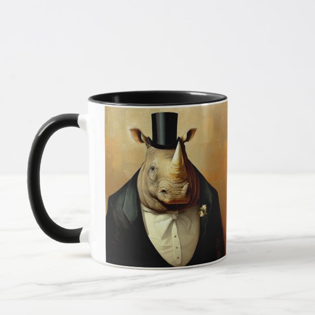 The Well Dressed Rhinoceros Coffee Mug (Left)
