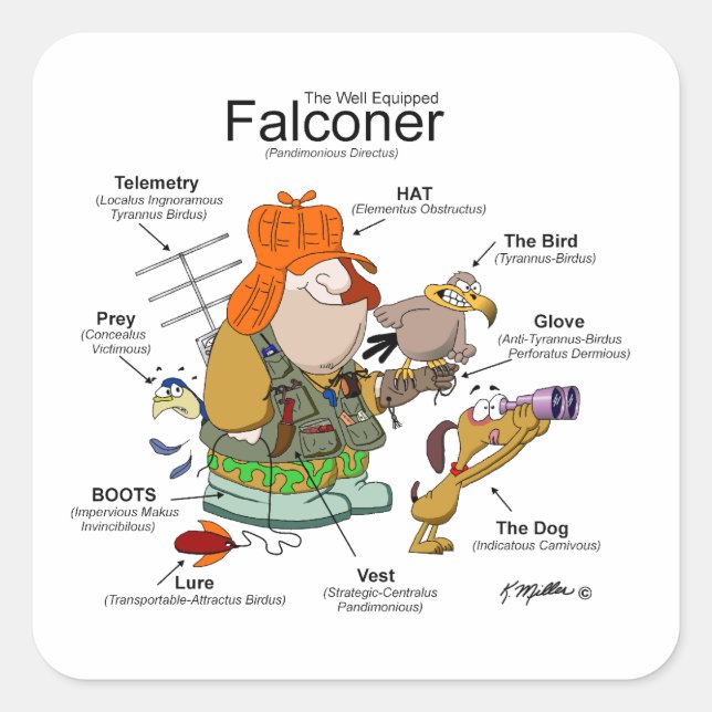 The Well Equiped Falconer Square Sticker (Front)