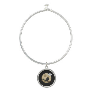The Werebird - Blackbird Howling at the Moon Comic Bangle Bracelet