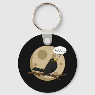The Werebird - Blackbird Howling at the Moon Comic Keychain