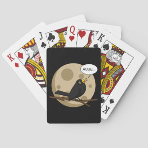 The Werebird - Blackbird Howling at the Moon Comic Poker Cards