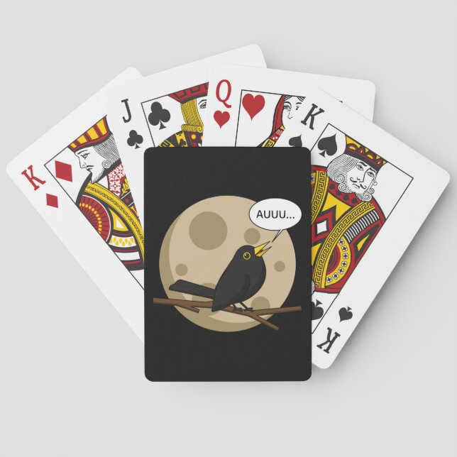 The Werebird - Blackbird Howling at the Moon Comic Poker Cards (Back)