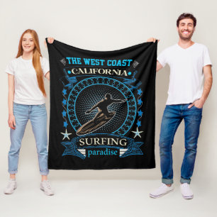 The West Coast California Surfing Fleece Blanket