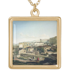 The West Front of the Parthenon, plate 19 from Par Gold Plated Necklace