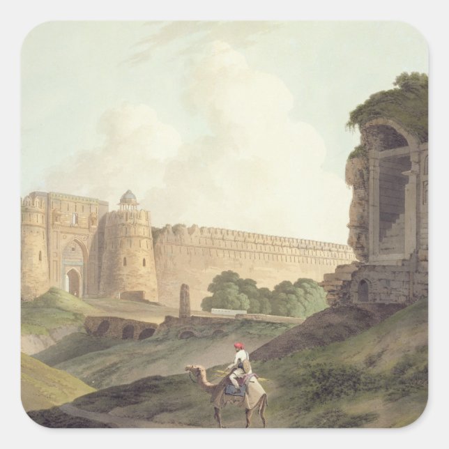 The Western Entrance of Shere Shah's Fort, Delhi, Square Sticker (Front)