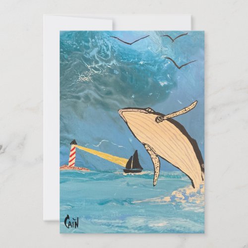 THE WHALE AND THE LIGHTHOUSE THANK YOU CARD